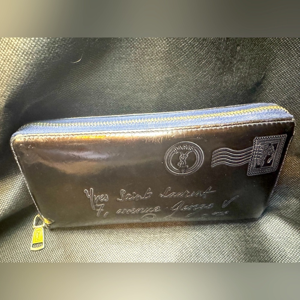 Yves Saint Laurent Authentic Y-Mail Patent Leather Wallet Rare Vintage YSL - Picture 8 of 13